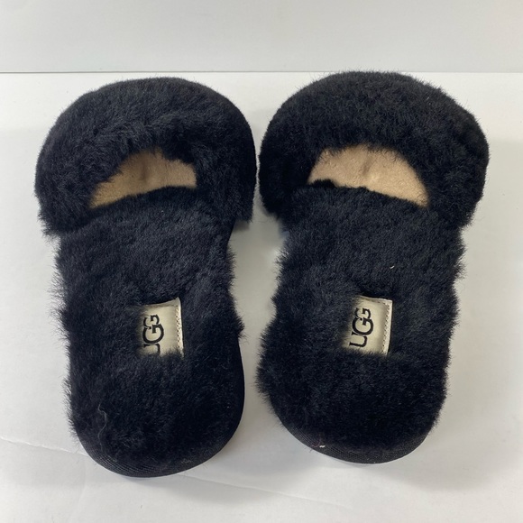 UGG Fluff Slide II Sheepskin Black Slide Slipper - Picture 3 of 11